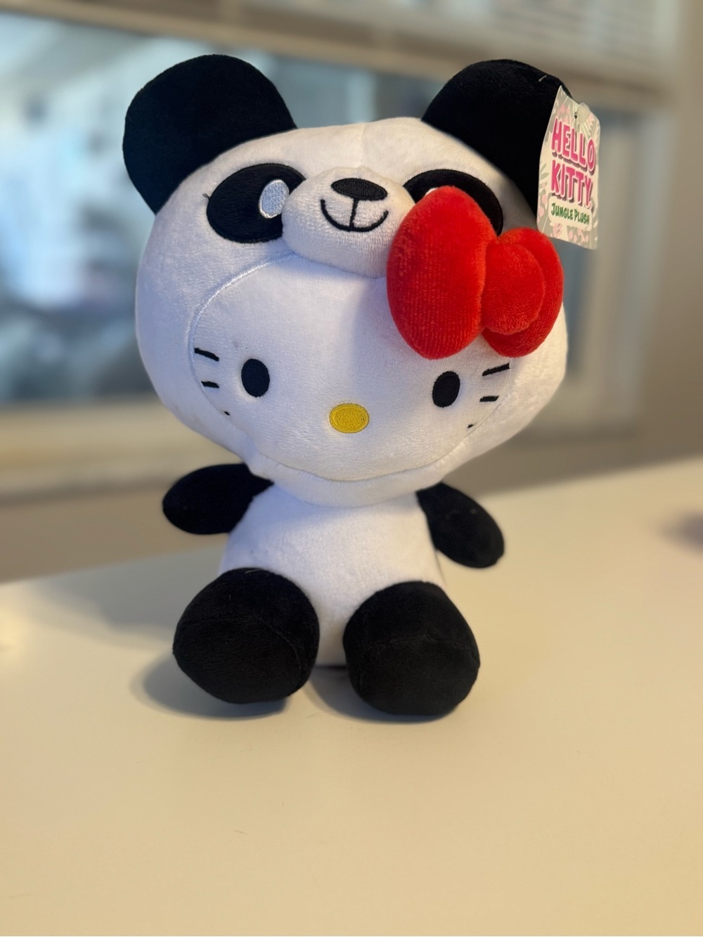 Hello Kitty Panda Plush - White, Black & Red Bow